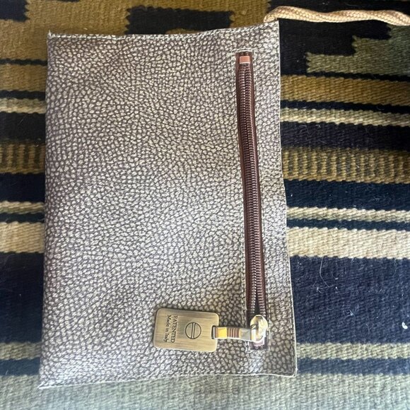 Borbonese Bucket Bag Leather/ Canvas Drawstring w/Pouch Vintage 1980 Italy - Picture 7 of 10